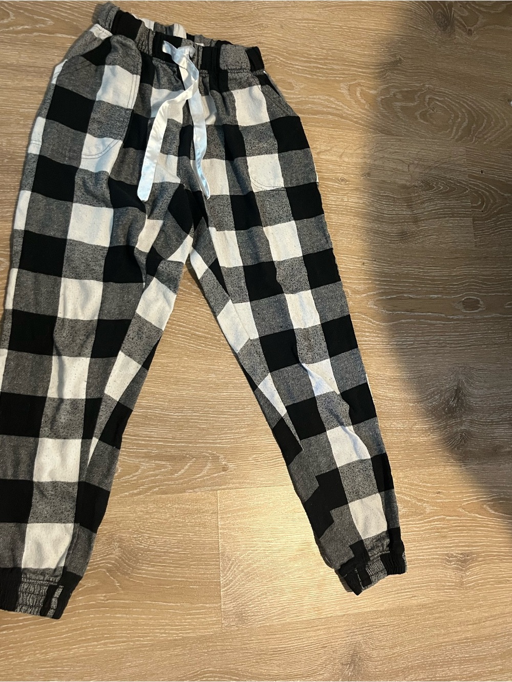 Bluenotes Black & White Buffalo Plaid Joggers with Drawstring